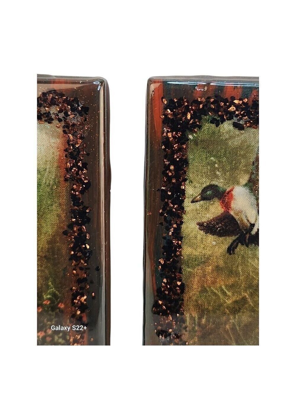 Dog Bird Ceramic Resin Glass Coaster Tiles Set Of 2 - Picture 9 of 15